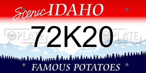 72K20 Idaho License Plate