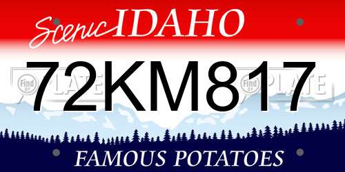 72KM817 Idaho License Plate