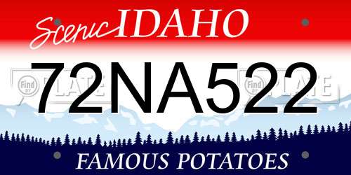 72NA522 Idaho License Plate