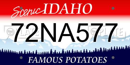 72NA577 Idaho License Plate