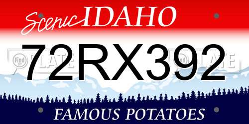72RX392 Idaho License Plate