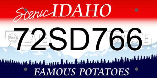 72SD766 Idaho License Plate