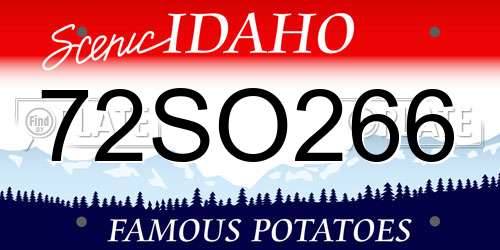 72SO266 Idaho License Plate