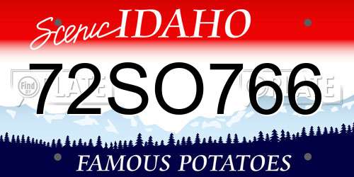 72SO766 Idaho License Plate