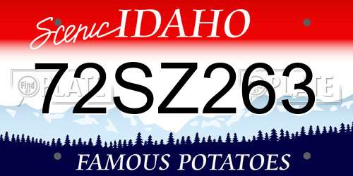 72SZ263 Idaho License Plate