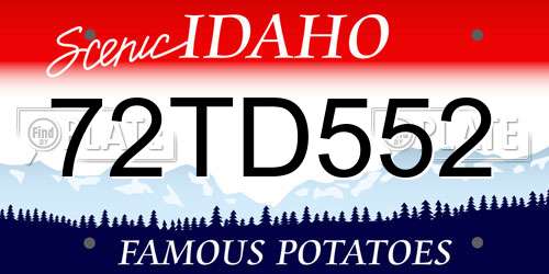 72TD552 Idaho License Plate