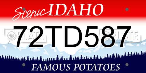 72TD587 Idaho License Plate