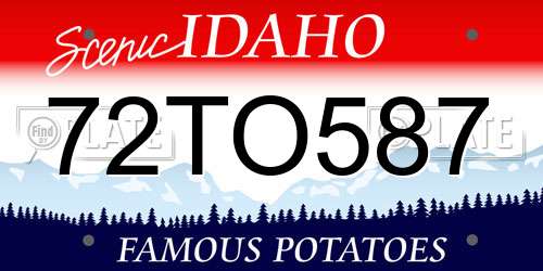 72TO587 Idaho License Plate