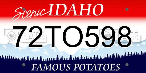 72TO598 Idaho License Plate