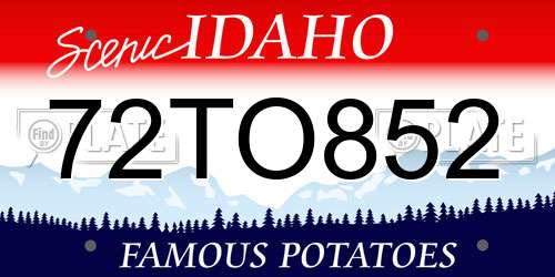 72TO852 Idaho License Plate