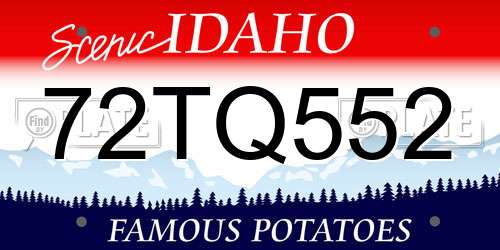 72TQ552 Idaho License Plate