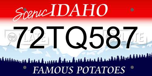 72TQ587 Idaho License Plate