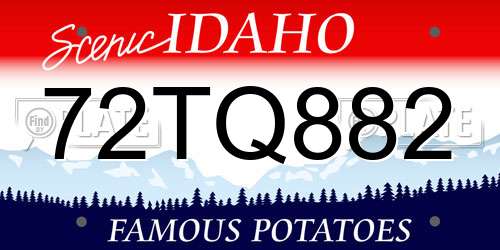 72TQ882 Idaho License Plate