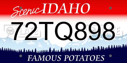 72TQ898 Idaho License Plate