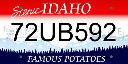 72UB592 Idaho License Plate