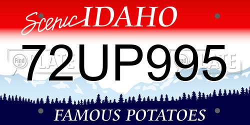 72UP995 Idaho License Plate