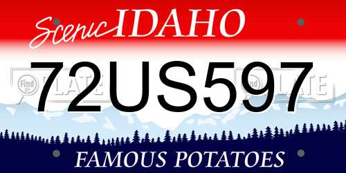 72US597 Idaho License Plate