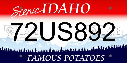 72US892 Idaho License Plate