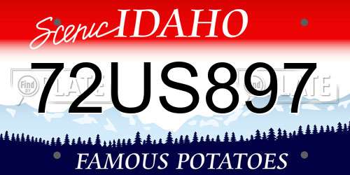 72US897 Idaho License Plate