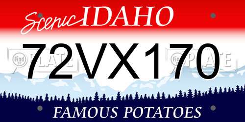 72VX170 Idaho License Plate