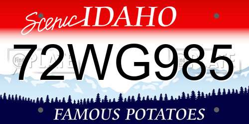 72WG985 Idaho License Plate