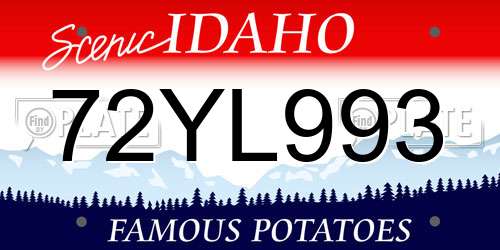72YL993 Idaho License Plate