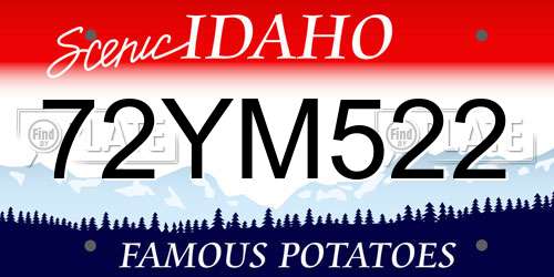 72YM522 Idaho License Plate