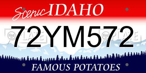 72YM572 Idaho License Plate