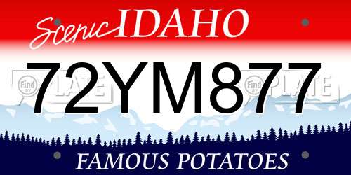 72YM877 Idaho License Plate