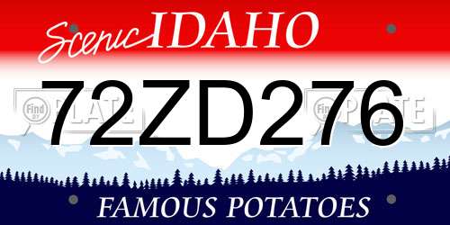 72ZD276 Idaho License Plate