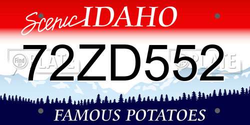 72ZD552 Idaho License Plate
