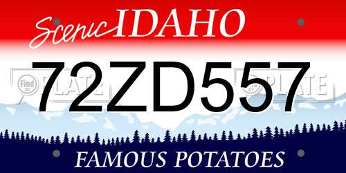 72ZD557 Idaho License Plate