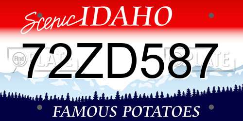 72ZD587 Idaho License Plate