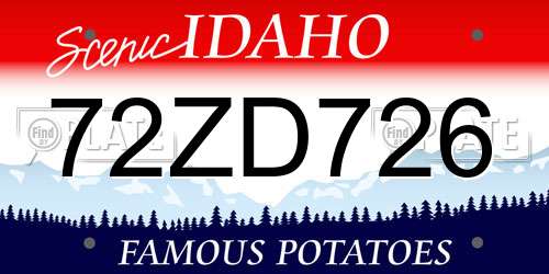 72ZD726 Idaho License Plate