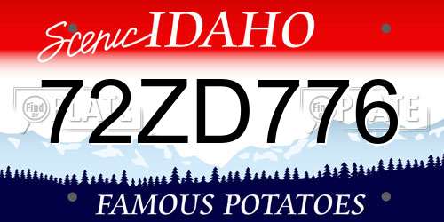 72ZD776 Idaho License Plate