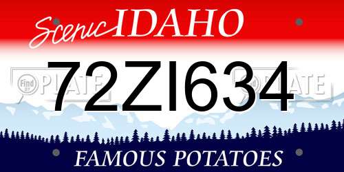72ZI634 Idaho License Plate