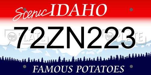 72ZN223 Idaho License Plate