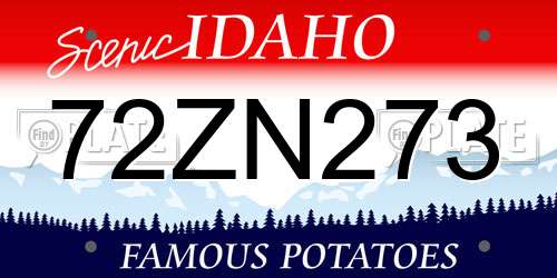 72ZN273 Idaho License Plate