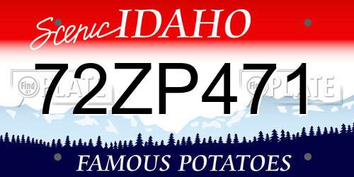 72ZP471 Idaho License Plate