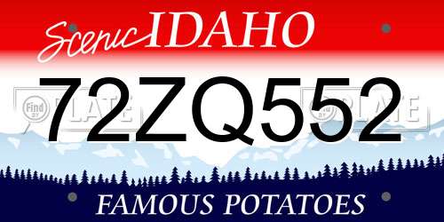72ZQ552 Idaho License Plate