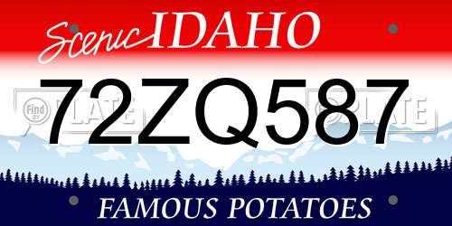 72ZQ587 Idaho License Plate