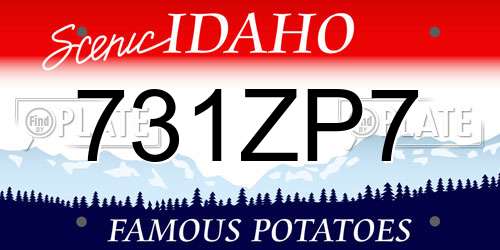 731ZP7 Idaho License Plate