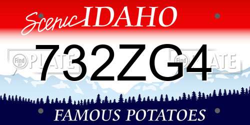 732ZG4 Idaho License Plate
