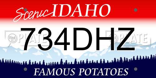 734DHZ Idaho License Plate