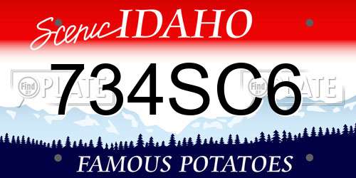 734SC6 Idaho License Plate