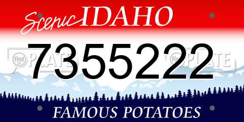7355222 Idaho License Plate