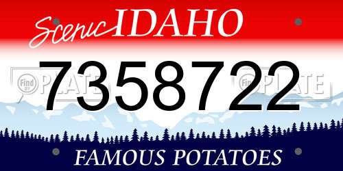 7358722 Idaho License Plate