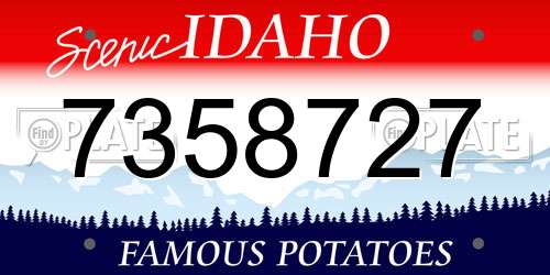 7358727 Idaho License Plate
