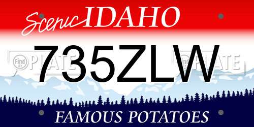735ZLW Idaho License Plate