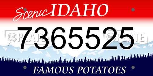 7365525 Idaho License Plate